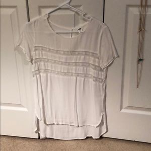 White blouse with mesh detail